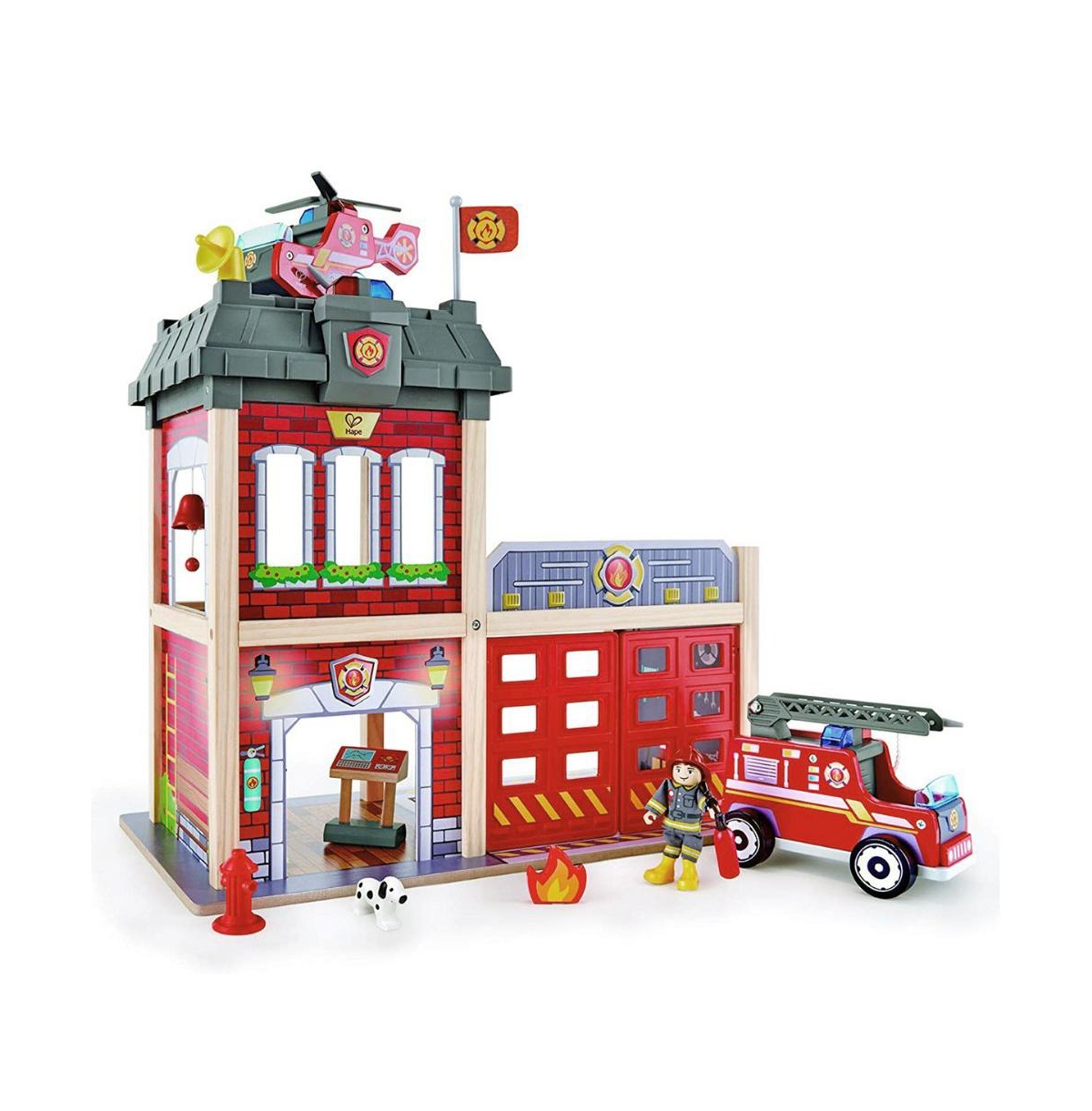 Hape Kids' Tri-level Wooden Fire Station In Multicolored