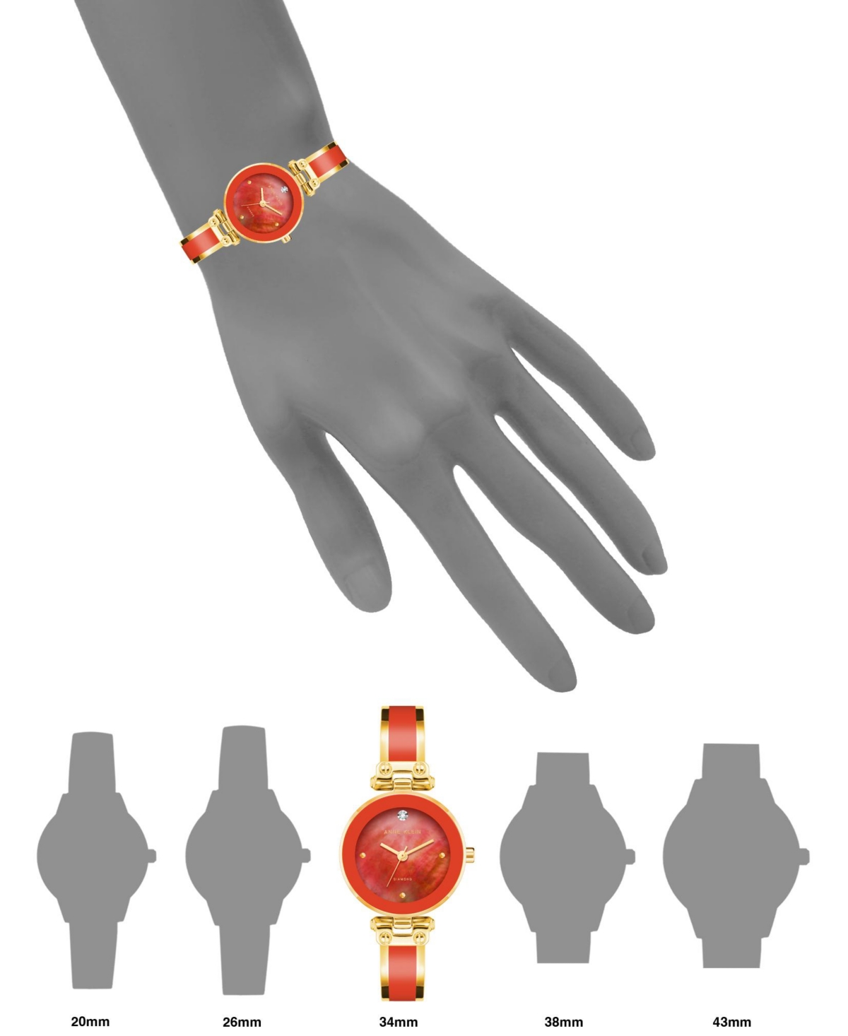 Anne Klein Women's Gold-tone Alloy With Red Enamel Bangle Watch 34mm In Gold-tone,red