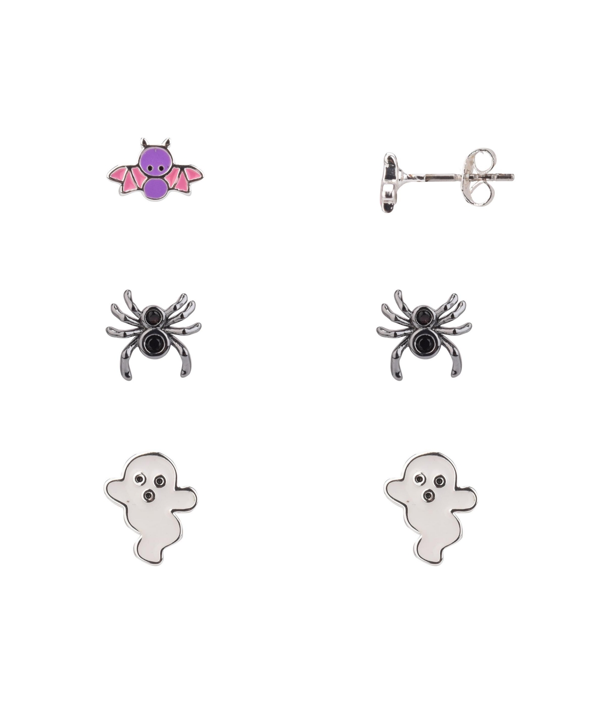 Fao Schwarz Spider, Ghost And Bat Trio Earring Set, 6 Pieces In Multi