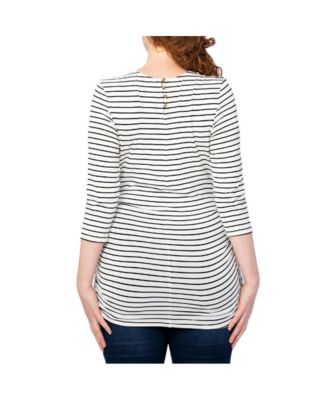 Maternity 3/4 Sleeve Black and White Stripe Top