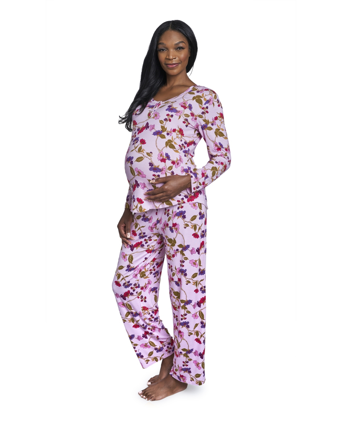 Everly Grey Women's Everly Grey Laina Top & Pants Maternity/Nursing Pajama Set