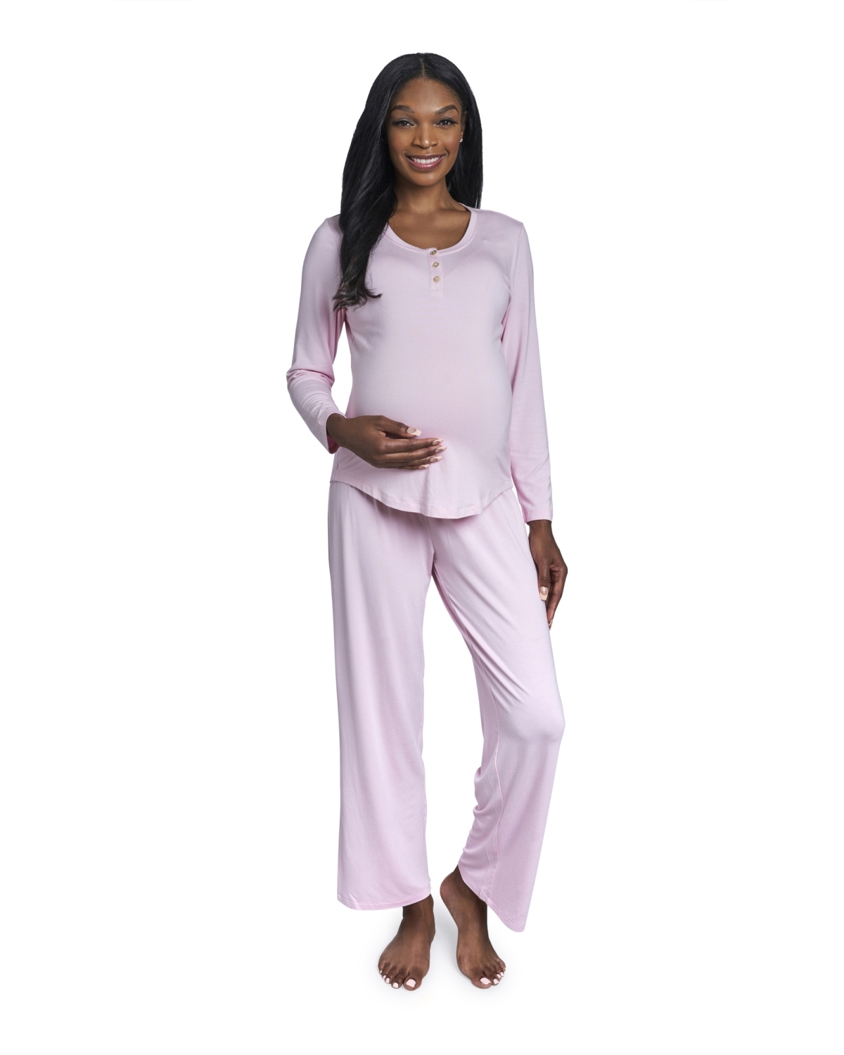 Maternity Laina Top & Pants /Nursing Pajama Set - Heather grey solid