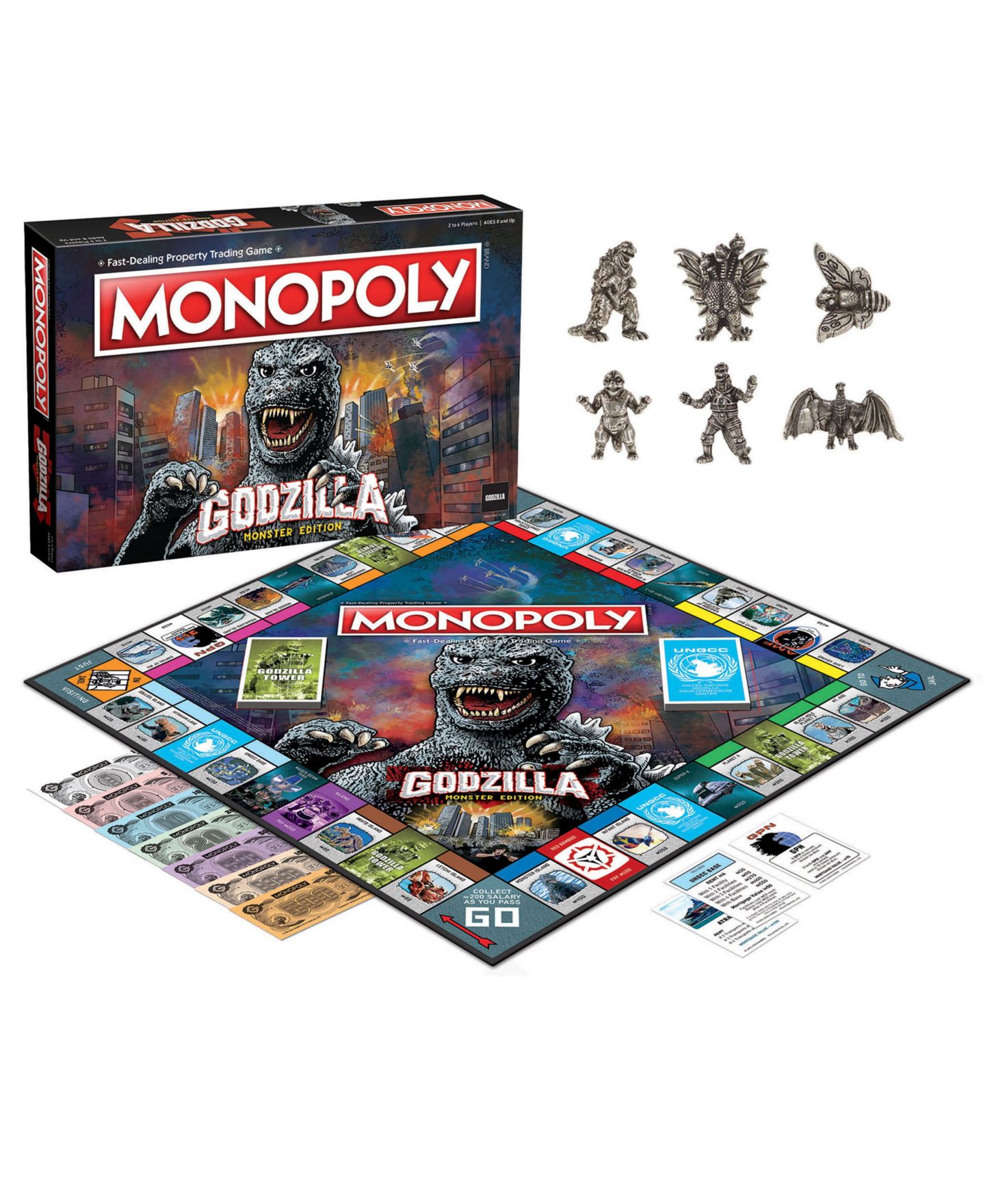 Детская настольная игра USAopoly Opoly Monopoly Godzilla Monster Edition Board Game, от 8 лет — фото 1