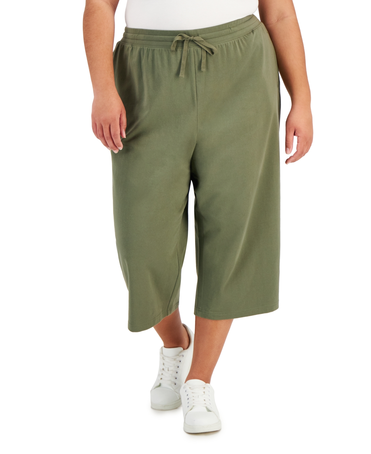 Karen Scott Plus Size Drawstring-waist Knit Capri Pants, Created