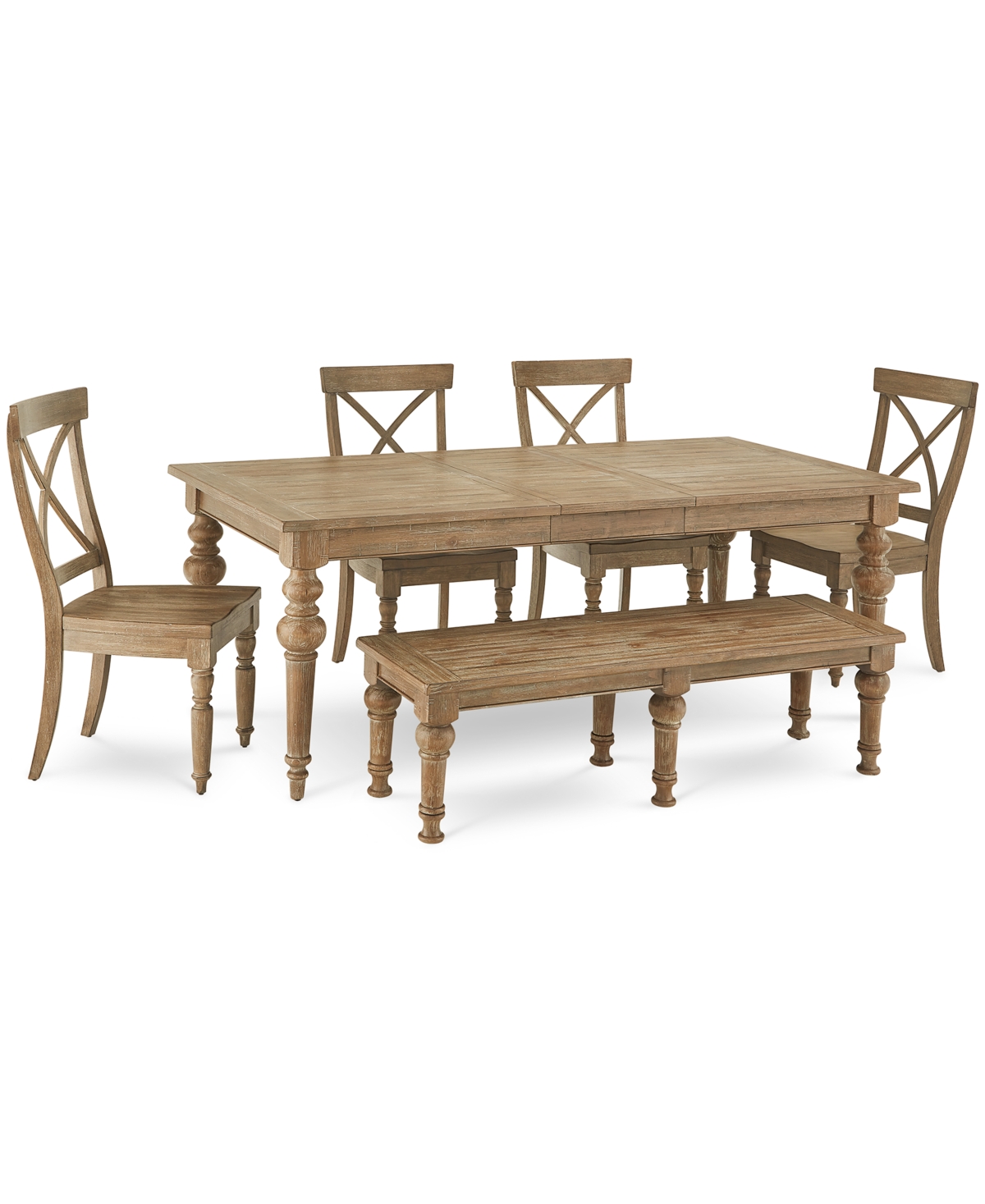 Furniture Sonora 6-pc. Dining Set (rectangular Expandable Table + 4 X-back Side Chairs + Bench)