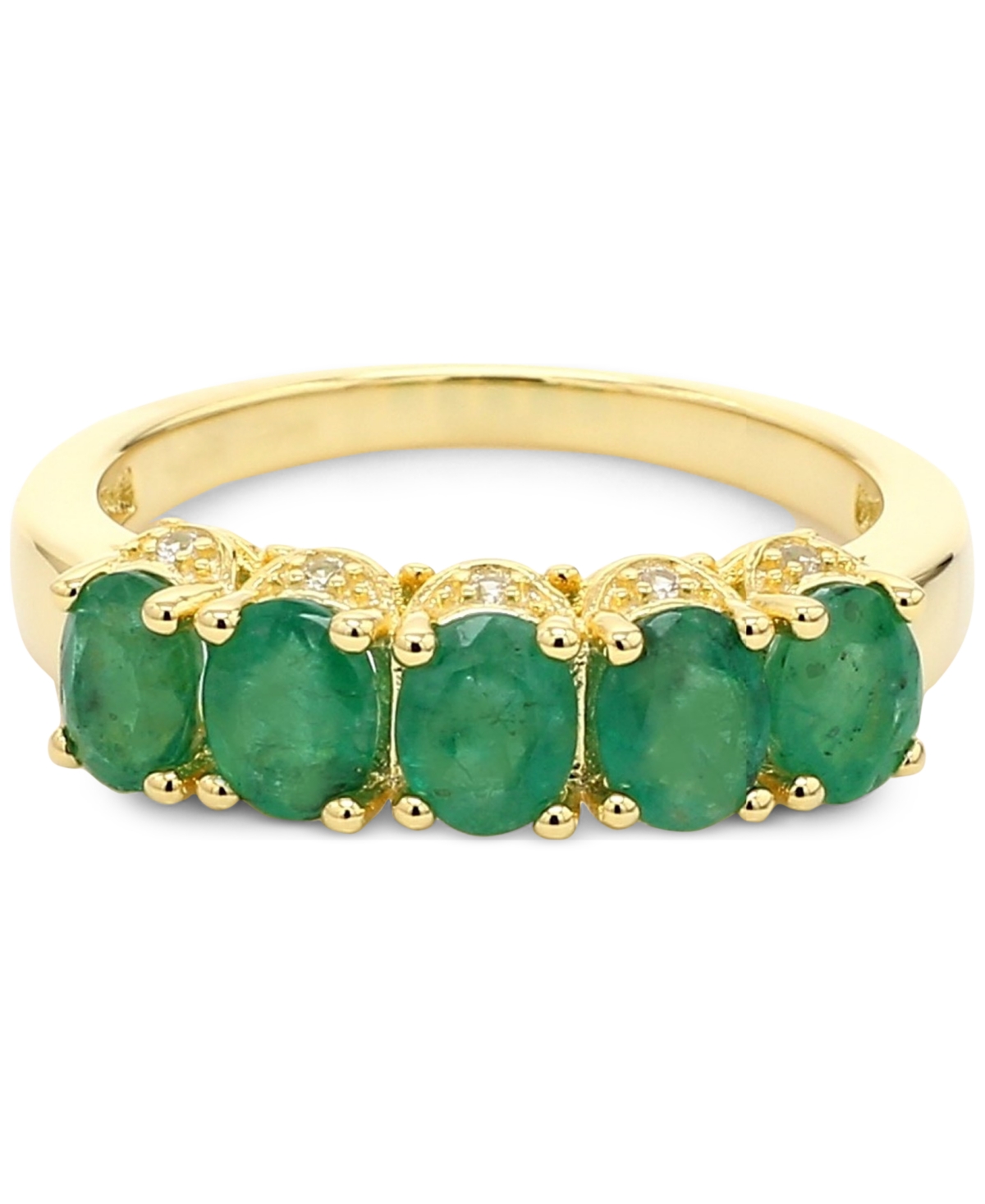 Macy's Sapphire (2-1/2 Ct. T.w.) & White Sapphire Accent Ring In Gold-plated Silver (also In Ruby & Emerald In Emerald