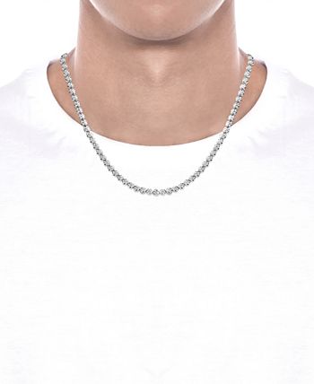 Men's Diamond Tennis Necklace 3 ct tw Round-cut 10K White Gold 20