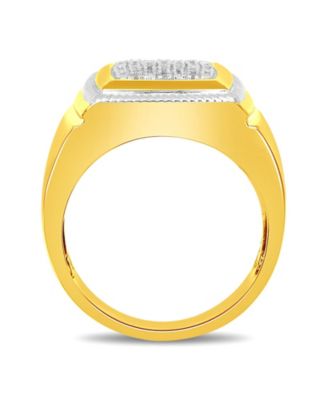 Men's Diamond Cluster Style Ring (1/10 ct. t.w.) in 18k Gold-Plated Sterling Silver