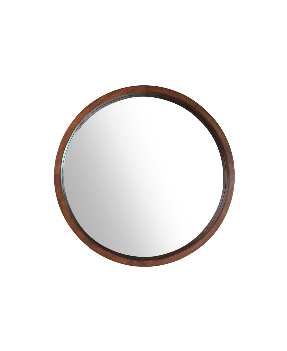 Round Wood Frame Bathroom Vanity Wall Mirror, 22" D - Dark Brown