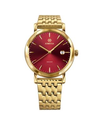 Magno Swiss Gold Plated Men's 40mm Watch - Red Dial