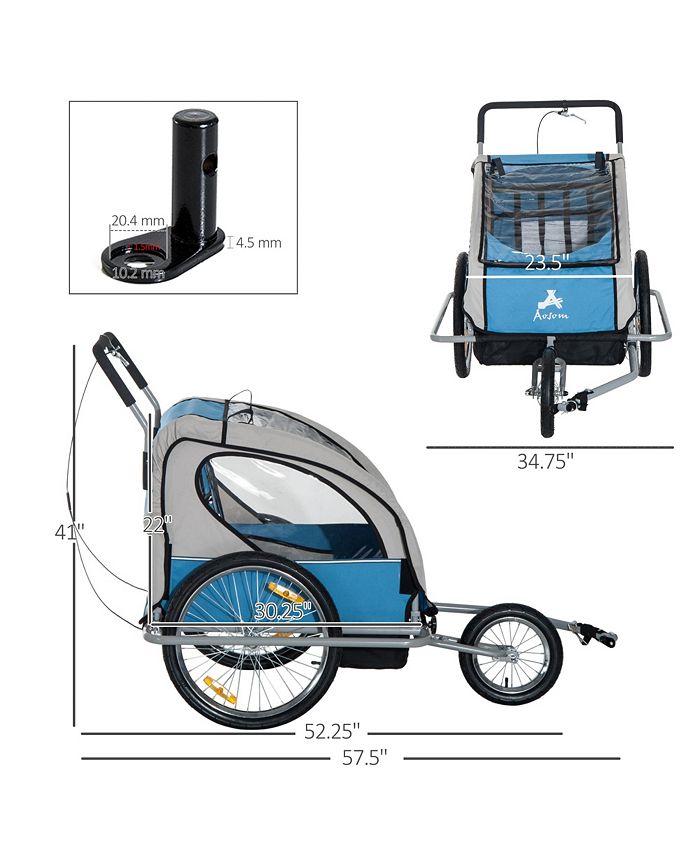Aosom Elite Double Baby Bike Trailer Child Bicycle Kids 3 colors Macy's