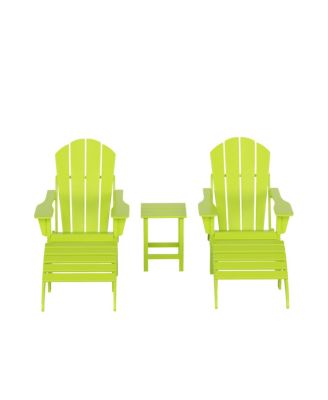 5 Piece Outdoor Adirondack Folding Chair with Ottoman Side Table Set