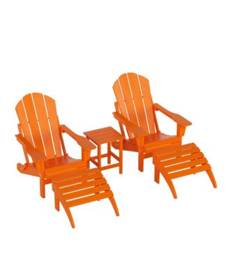5 Piece Outdoor Adirondack Folding Chair with Ottoman Side Table Set