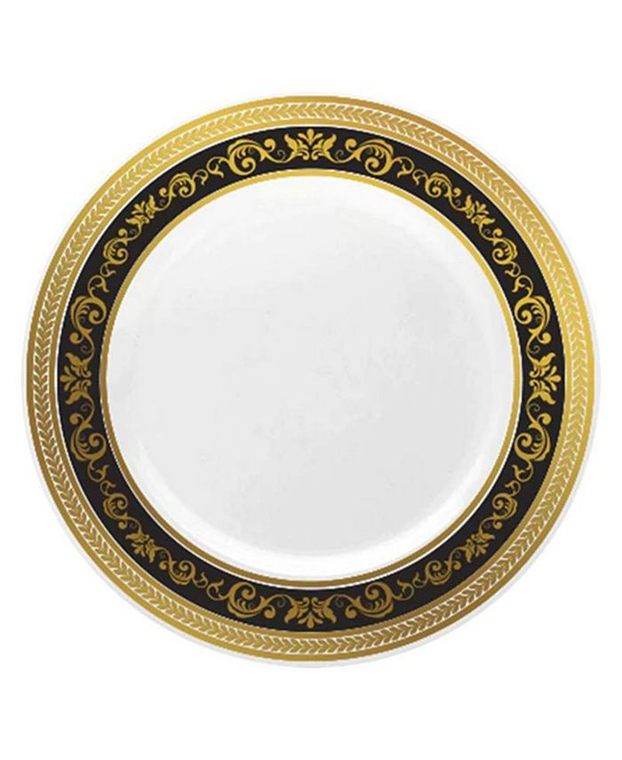 Smarty Had A Party 7.5" White with Black and Gold Royal Rim Plastic