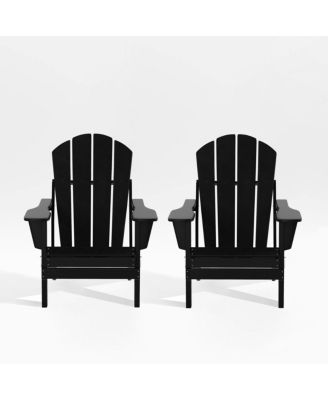 All-Weather Contoured Outdoor Poly Folding Adirondack Chair (Set of 2)