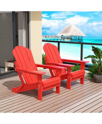 All-Weather Contoured Outdoor Poly Folding Adirondack Chair (Set of 2)