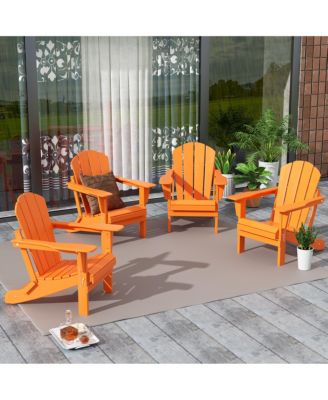 All-Weather Contoured Outdoor Poly Folding Adirondack Chair (Set of 4)