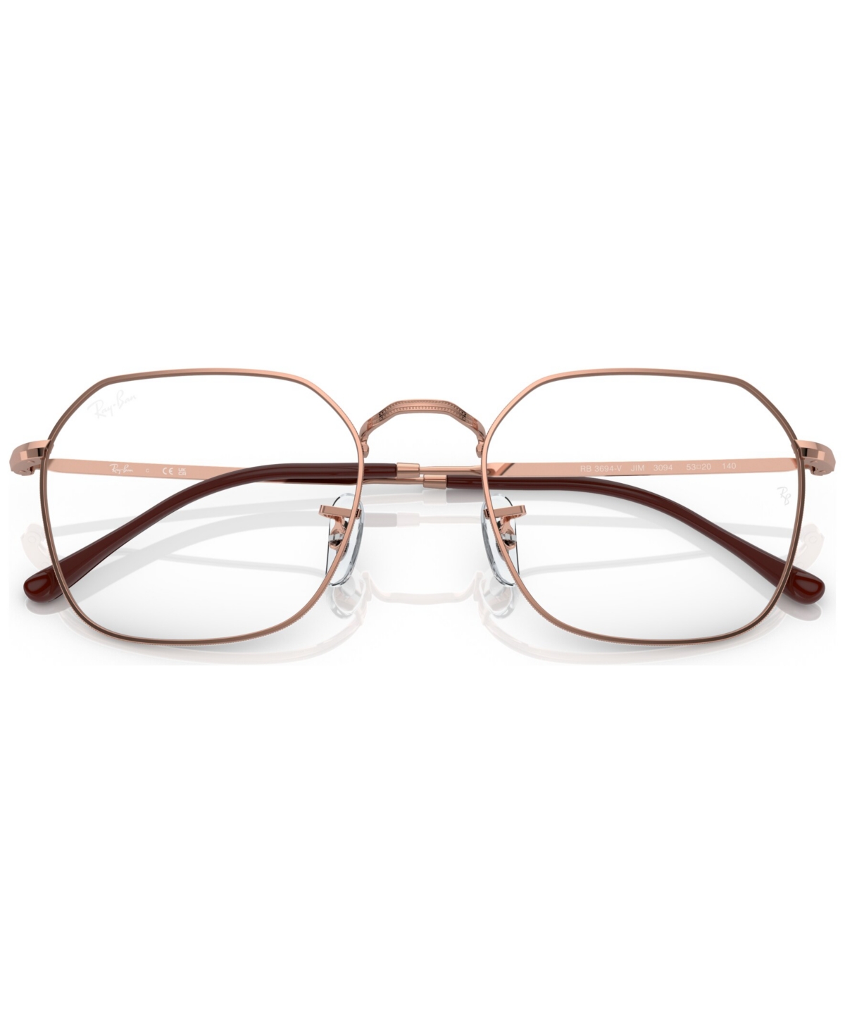 Ray Ban Unisex Irregular Eyeglasses, Rx3694v51-o In Rose Gold-tone