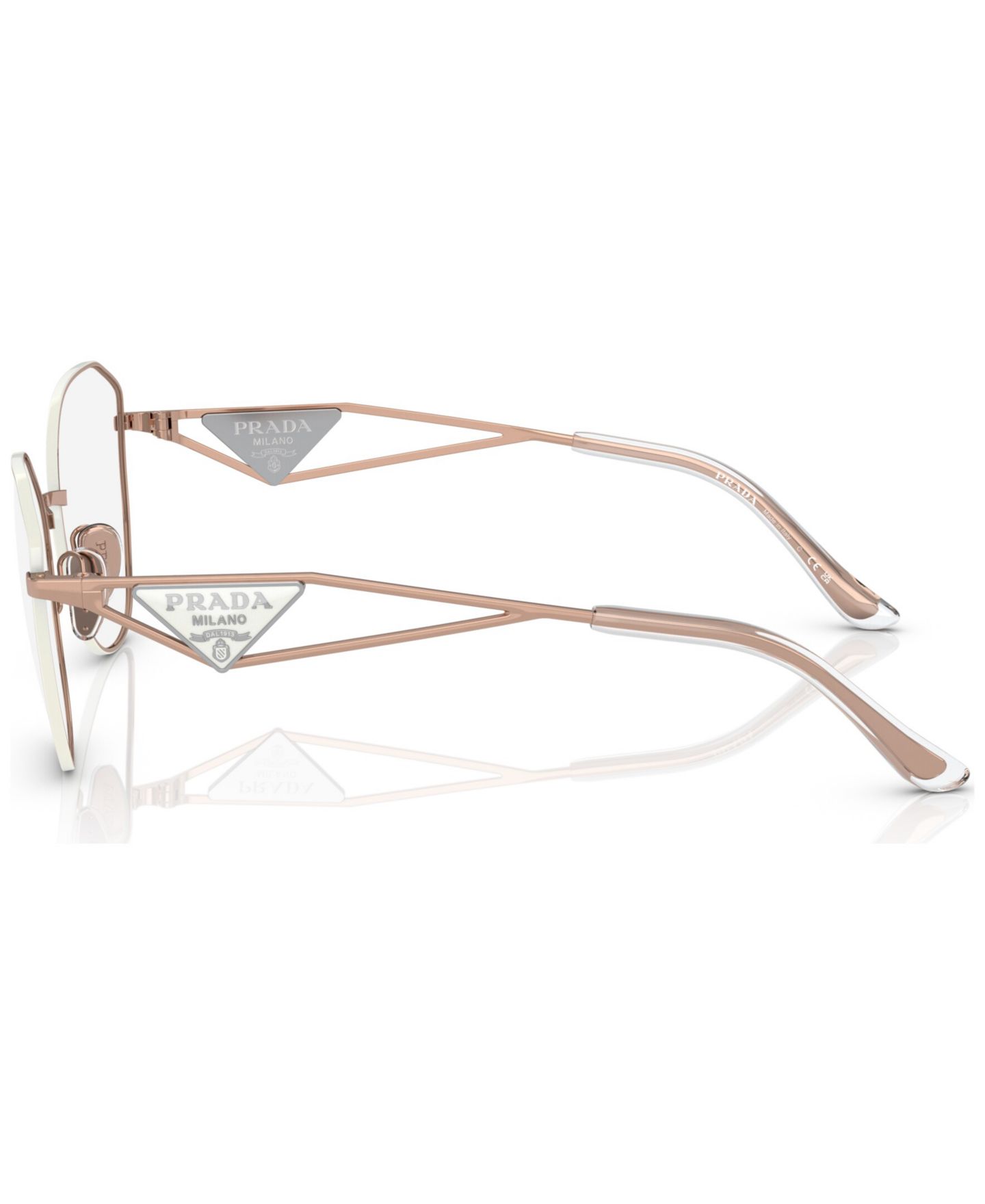 Женские очки Prada Woman Irregular Metal PR 52ZV Eyeglasses, цвет: Розовый золотой — фото 3