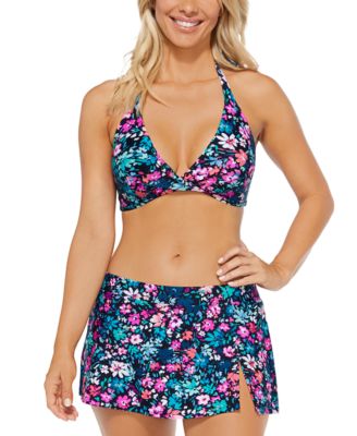 Island Escape Womens Sunshine Halter Bikini Lux Skirtini Created For Macys Women's Swimsuit