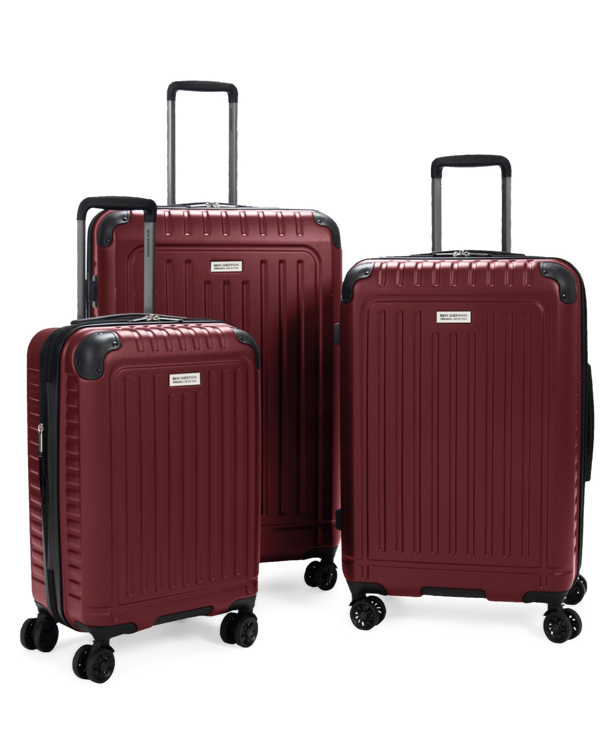 Sunderland 3 Piece Lightweight Hardside Expandable Spinner Luggage Set - British Red
