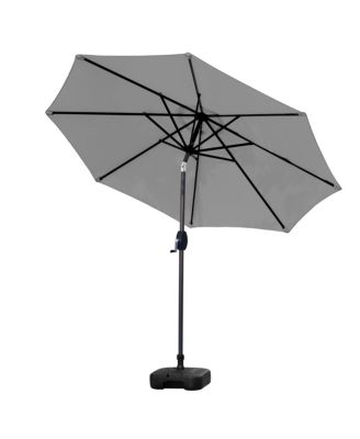 9 Ft Outdoor Patio Market Umbrella with Square Plastic Fillable Base