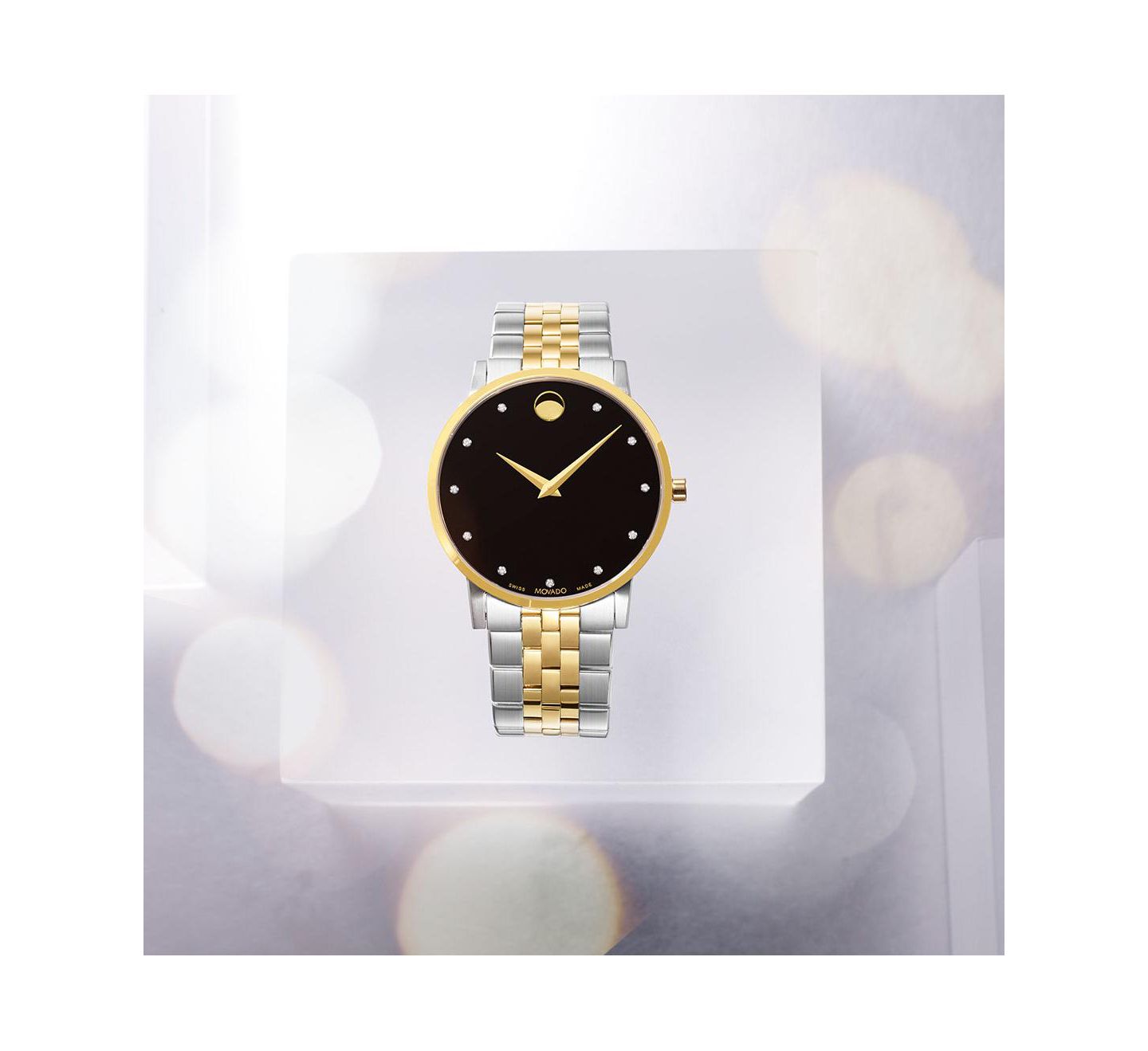 Мужские часы Movado Swiss Museum Classic Diamond-Accent Two-Tone PVD Stainless Steel Bracelet Watch 40mm — фото 10