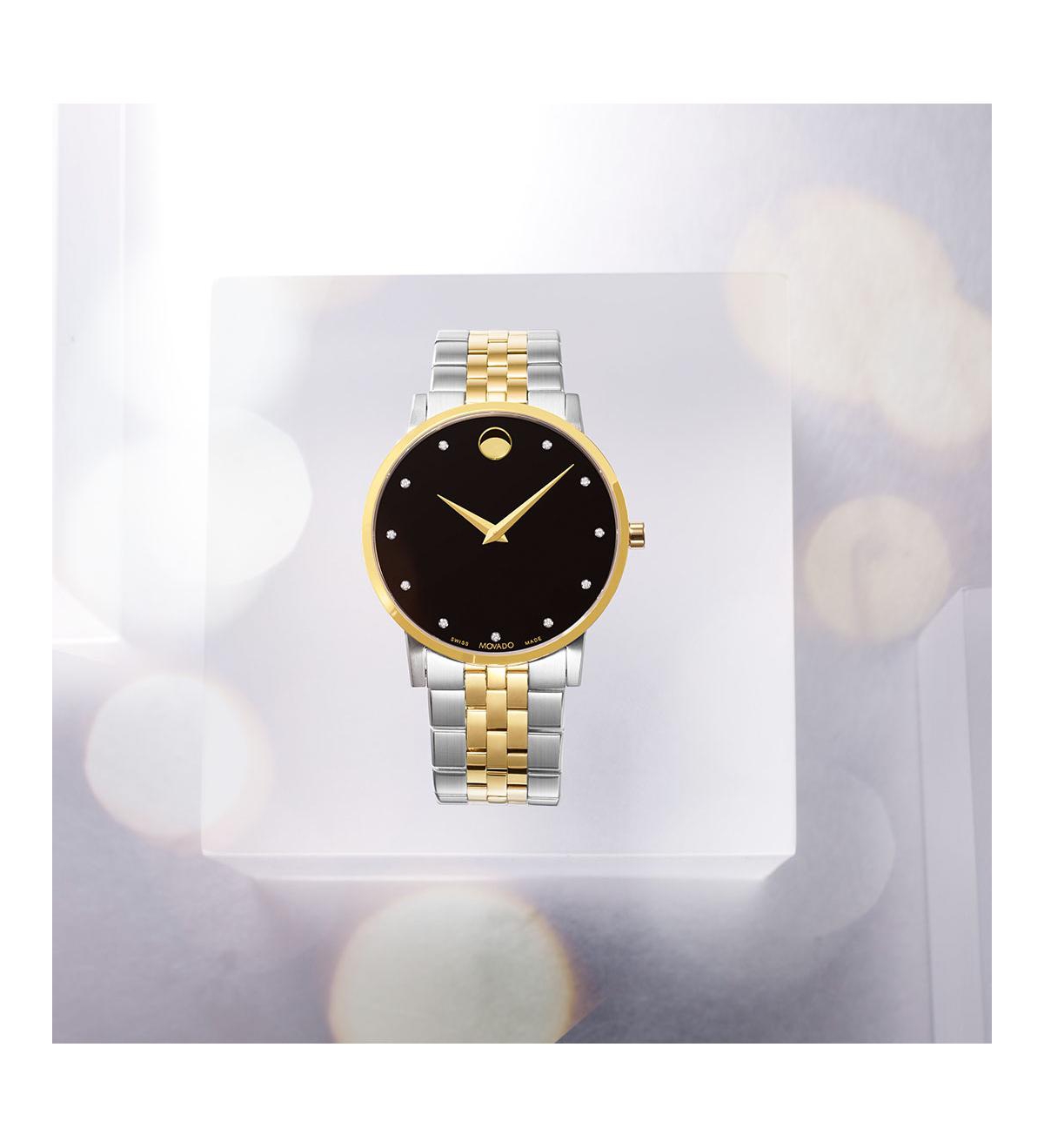 Movado Men's Swiss Museum Classic Diamond-Accent Two-Tone Pvd Stainless Steel Bracelet Watch 40mm