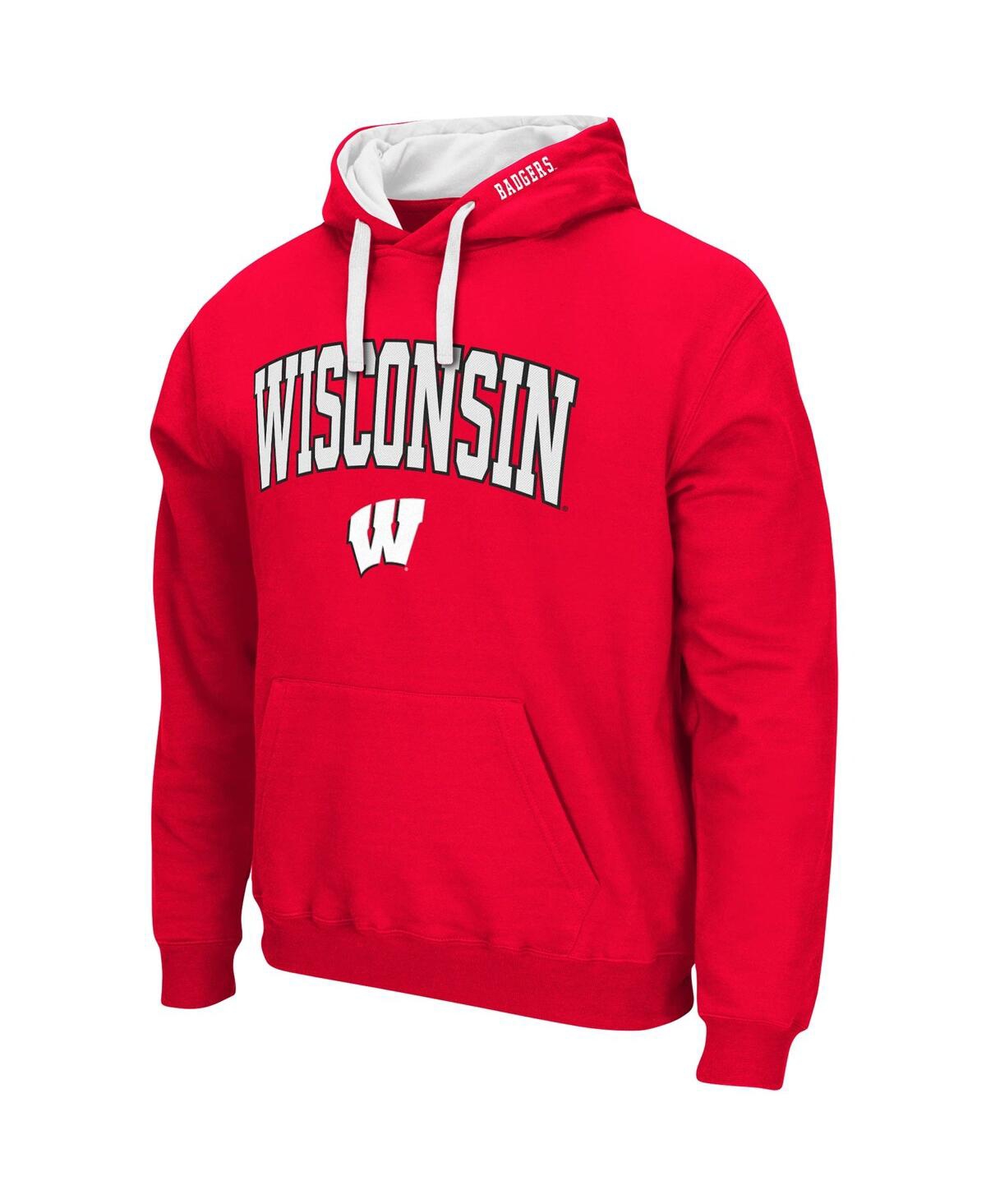 Colosseum Men's Charcoal Wisconsin Badgers Big And Tall Arch And Logo 2.0 Pullover Hoodie In Charcoal