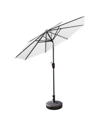9 Ft Outdoor Patio Market Umbrella with Bronze Round Base