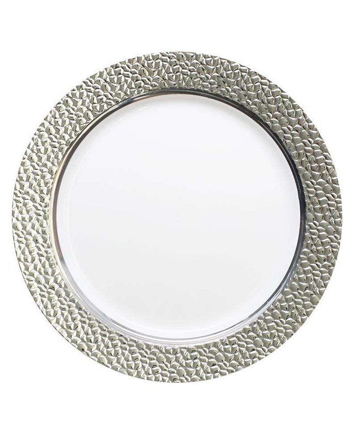 Smarty Had A Party 7.5" White with Silver Hammered Rim Round Plastic