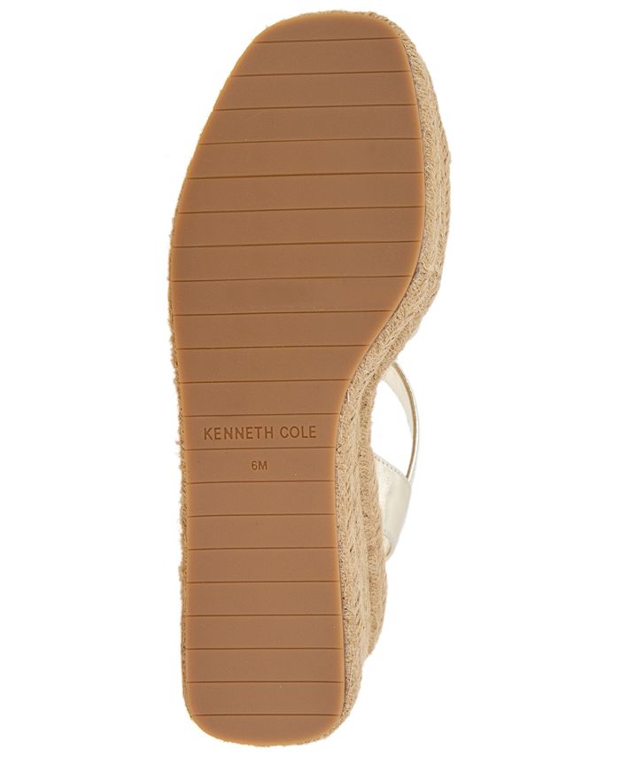KENNETH COLE NEW YORK Womens Silver Colorblocked Stripe Espadrille Platform Cushioned Shelby Open Toe Wedge Buckle Espadrille Shoes M
