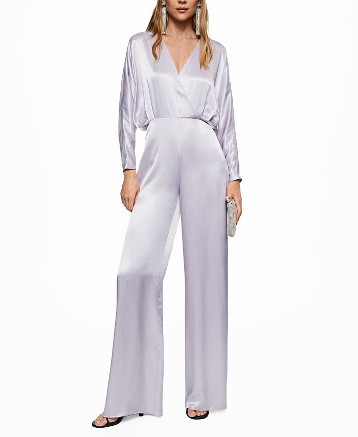 MANGO Women's Long Satin Jumpsuit Macy's