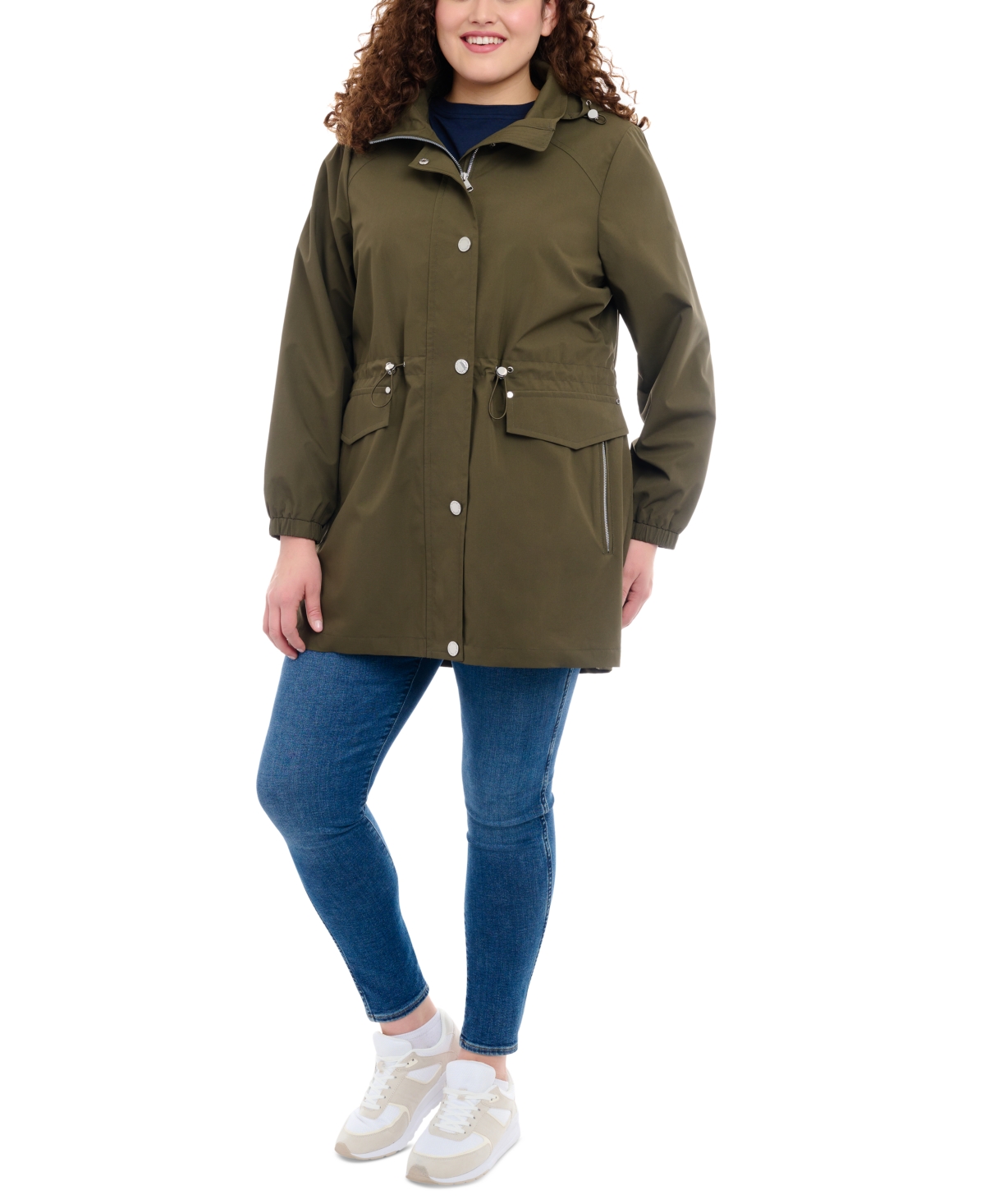 London Fog Women s Plus Size Hooded Water Resistant Anorak Coat Smart Closet