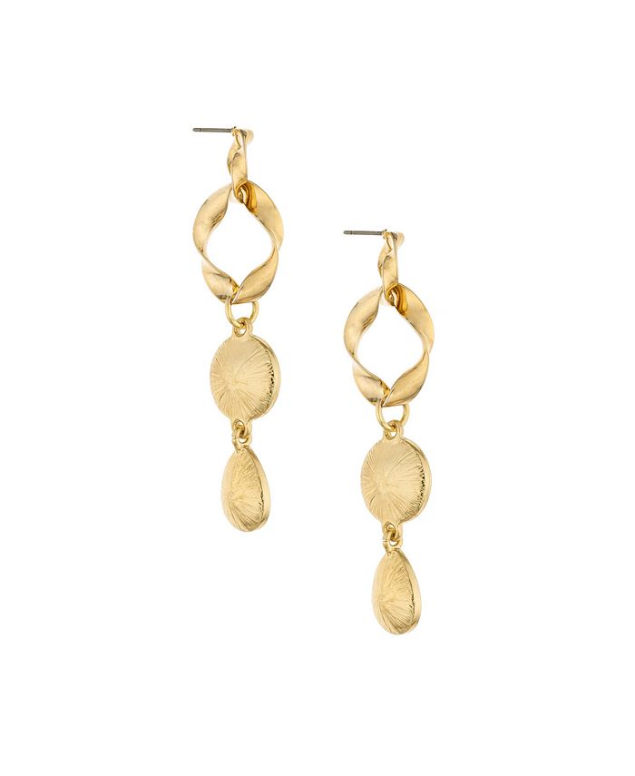 ETTIKA Crystal Dangle Earrings in Twisted 18K Gold Plating - Macy's