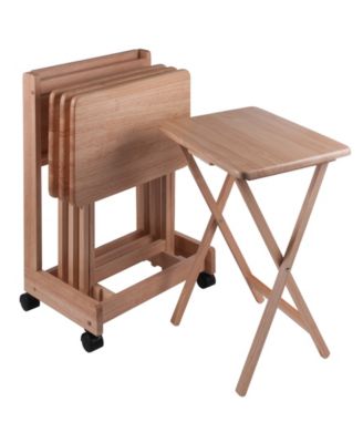 Brienda 5-Piece Wood Flip Top Snack Table Set