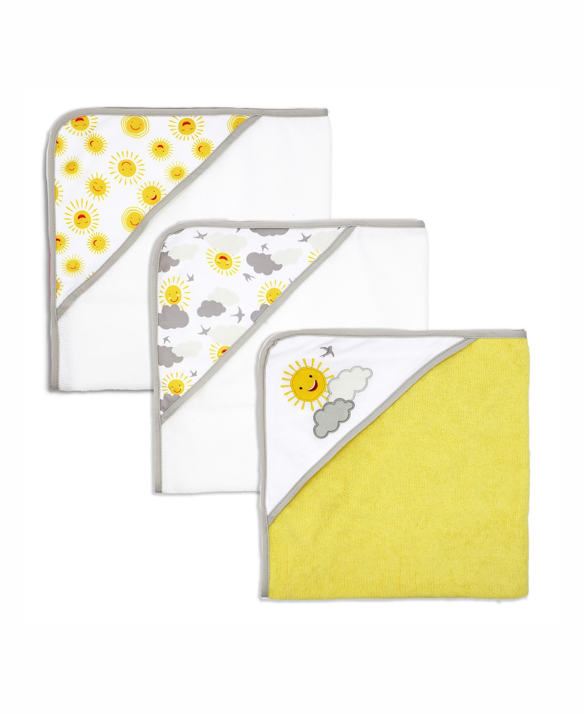 3 Stories Trading Baby Boys And Girls Hooded Towels, Pack Of 3 In Yellow And White