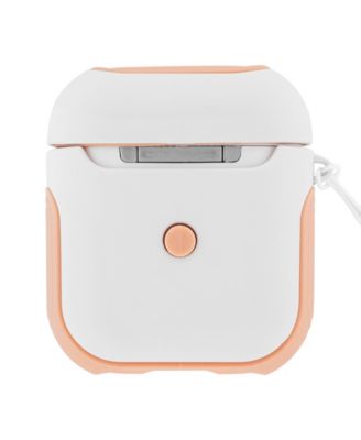 White and Pink Sport Cover designed for Apple AirPods&reg;