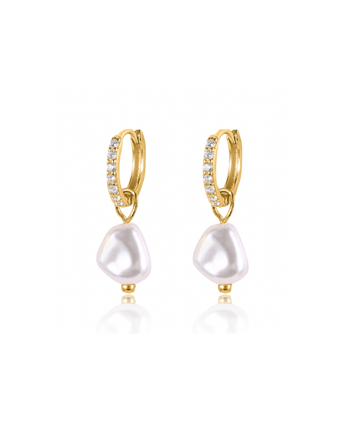 Ben Oni Sadie Imitation Pearl Charm Hoop Earrings In Gold