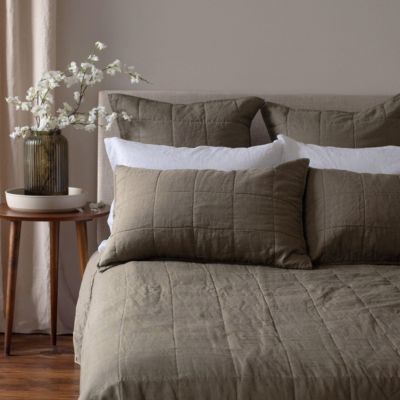 French Linen Quilted Sham Set - King