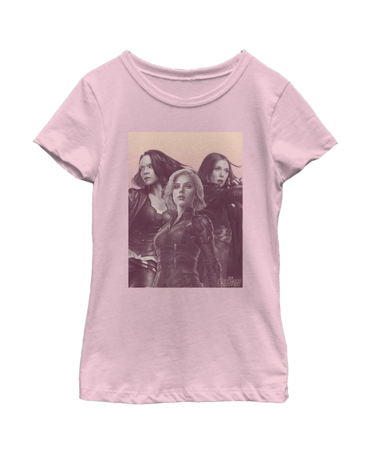 Girl's Marvel Girl Power Stand-Up Child T-Shirt - Light Pink