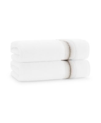 White Turkish Luxury Striped Towels with for Bathroom 600 GSM, 30x60 in., 2-Pack , Super Soft  Absorbent Bath Towels