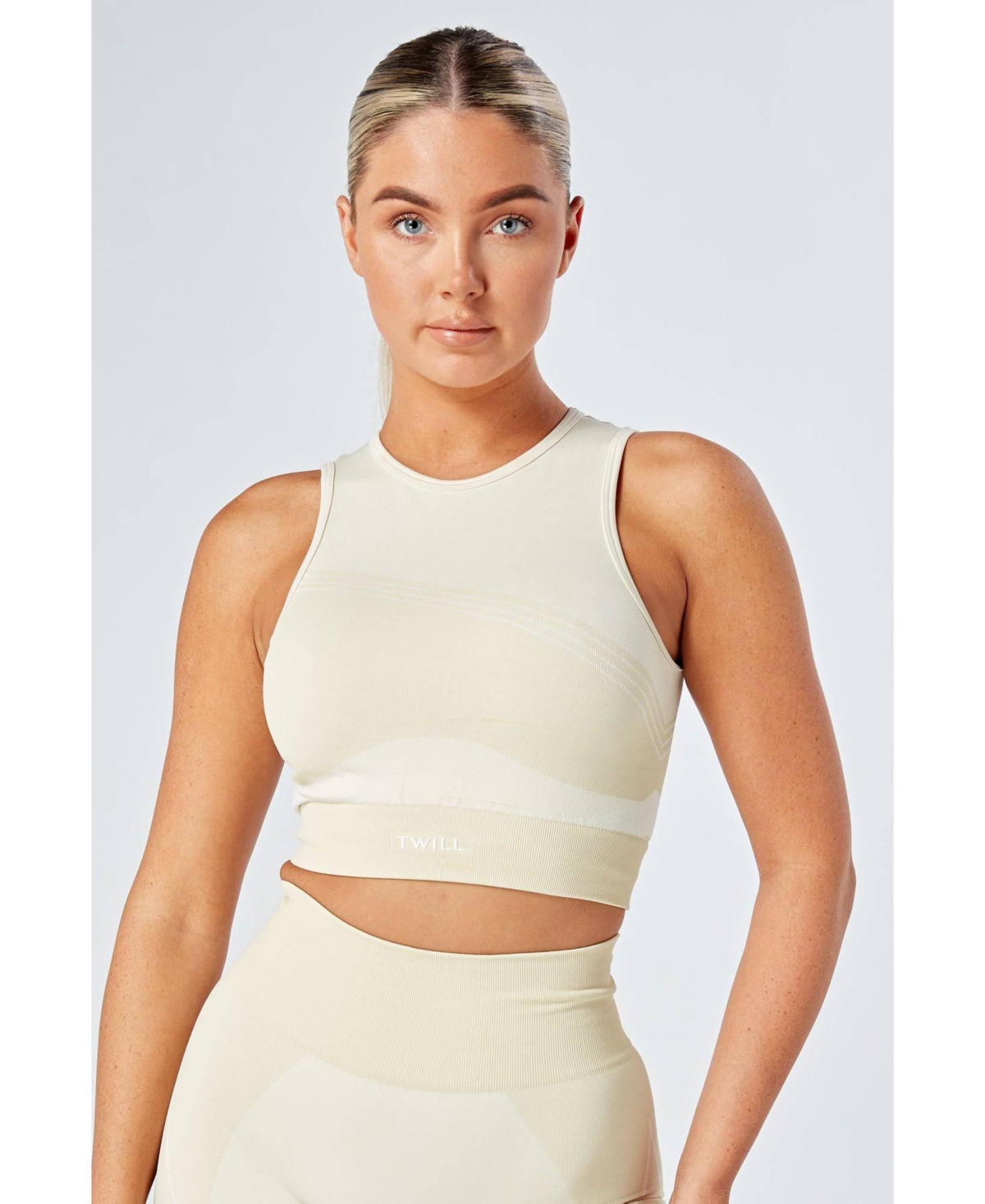 Women's Recycled Colour Block Body Fit Racer Crop Top - Natural