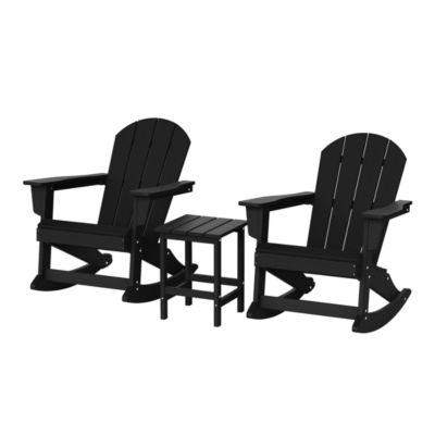 3 Piece set Outdoor Patio Poly Adirondack rocking chairs with side table