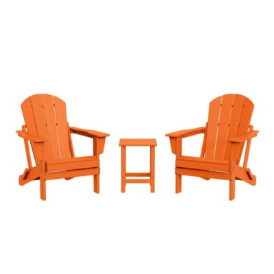 3 Piece Set Outdoor Folding Adirondack Chairs with Side Table