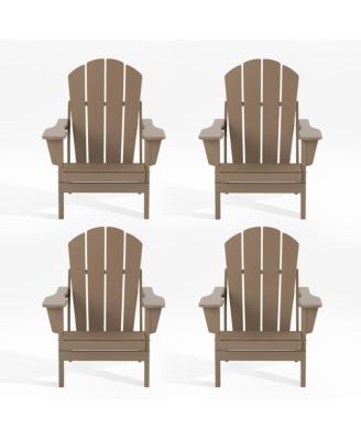 All-Weather Contoured Outdoor Poly Folding Adirondack Chair (Set of 4)