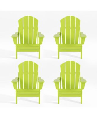 All-Weather Contoured Outdoor Poly Folding Adirondack Chair (Set of 4)