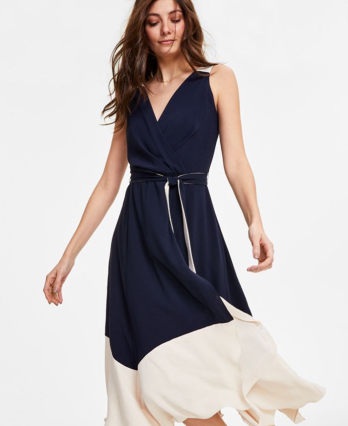 DKNY Colorblocked Faux-Wrap Dress & Reviews - Dresses - Women - Macy's