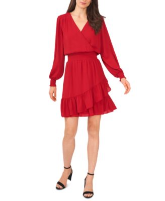 smocked waist ruffle dress