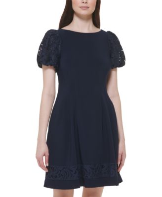 Jessica Howard - Women's Embroidered-Hem Balloon-Sleeve Dress